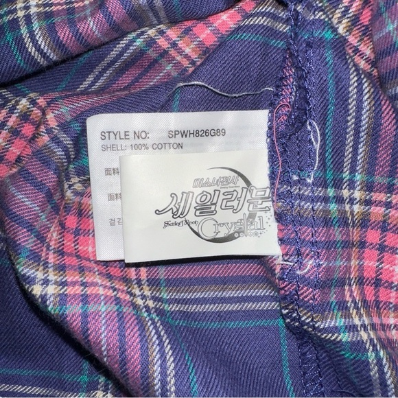 Spao x Sailor Moon Shorts Womens Small Purple Plaid Pleated Moon Logo Mini Skort - Picture 5 of 9